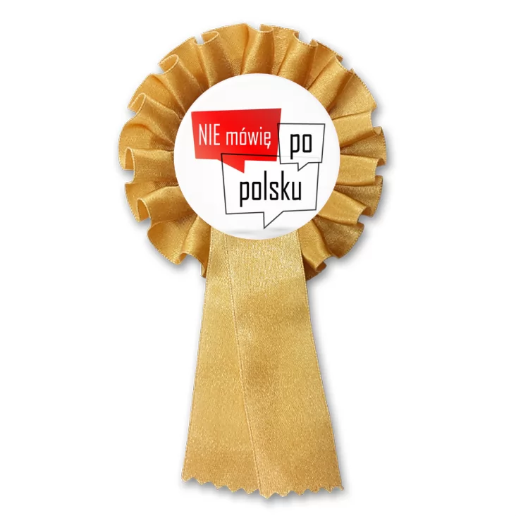 przypinka kotylion Nie mówię po polsku