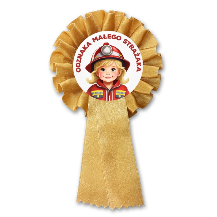 przypinka kotylion Odznaka Małego Strażaka dziewczynka strażak