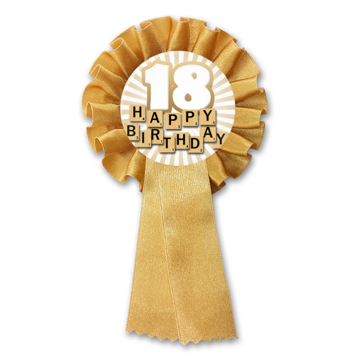 przypinka kotylion Osiemnastka Happy Birthday scrabble
