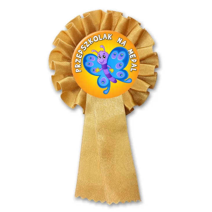 przypinka kotylion Przedszkolak na medal grupa motylki
