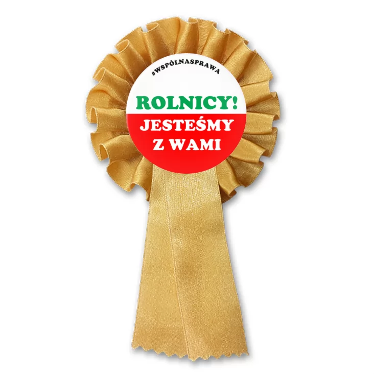 przypinka kotylion Rolnicy jesteśmy z Wami