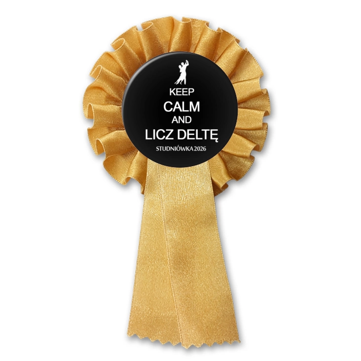 przypinka kotylion Studniówka keep calm i licz deltę czarna