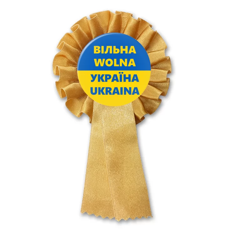 przypinka kotylion Wolna Ukraina dwujęzyczna