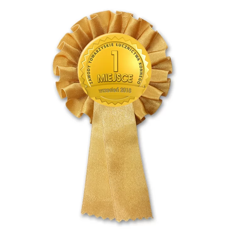 przypinka kotylion Zawody Towarzyskie Łucznictwa Konnego Złoty Medal