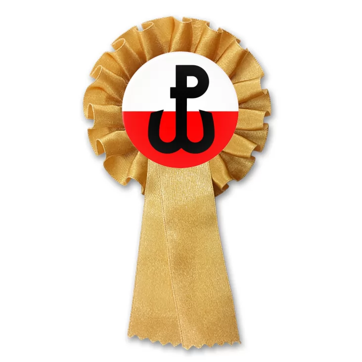 przypinka kotylion Znak Polska Walcząca na biało-czerwonym tle