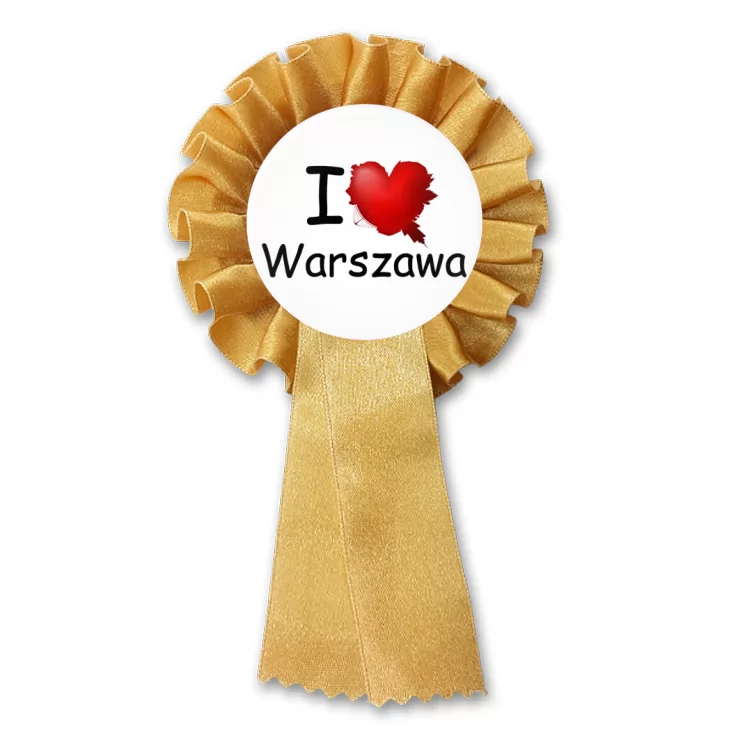 przypinka kotylion I love Warszawa