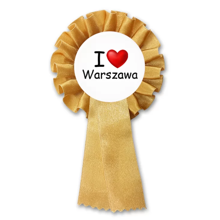 przypinka kotylion I love Warszawa