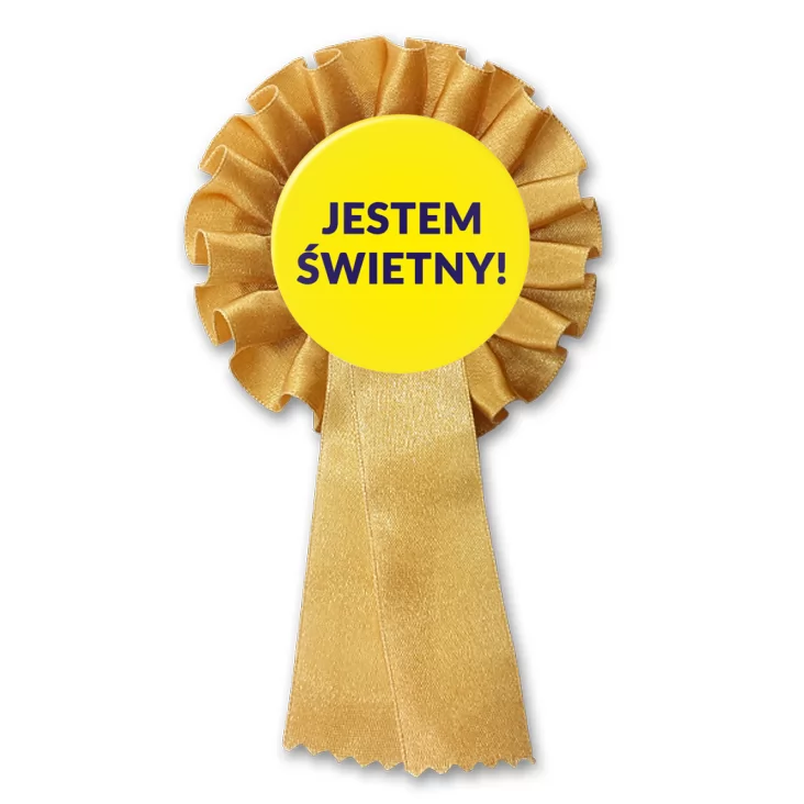 przypinka kotylion Jestem Świetny!