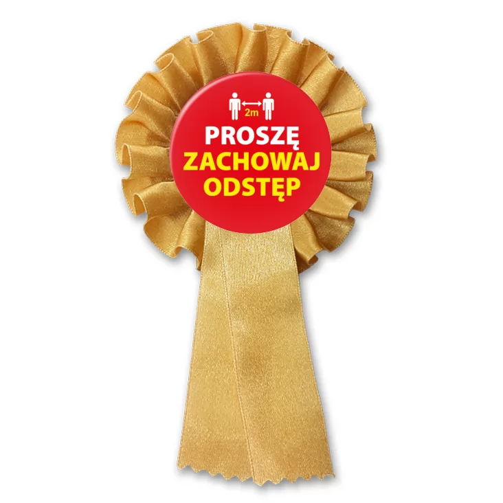 przypinka kotylion Zachowaj odstęp proszę