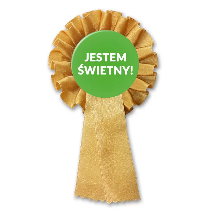 przypinka kotylion Jestem Świetny!