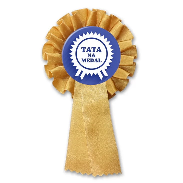 przypinka kotylion Tata na medal z rozetą