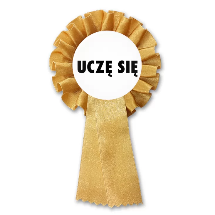 przypinka kotylion Uczę się białe tło