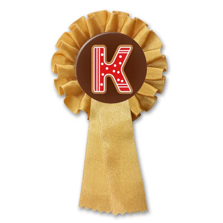 przypinka kotylion Piernikowa litera K