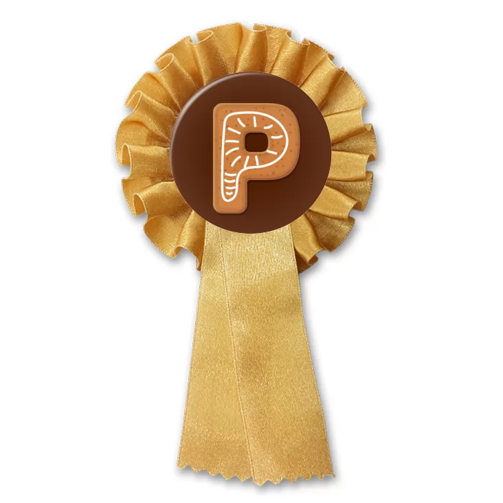 przypinka kotylion Piernikowa litera P