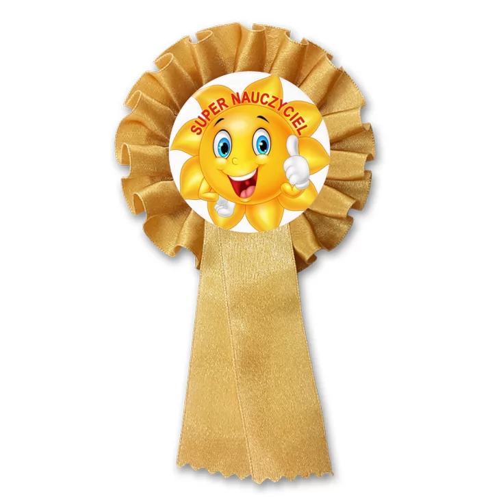 przypinka kotylion Super nauczyciel ze słoneczkiem