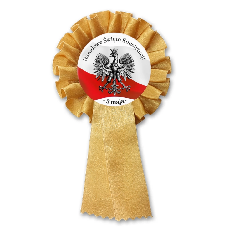 przypinka kotylion Narodowe Święto Konstytucji z srebrnym godłem 3 maja