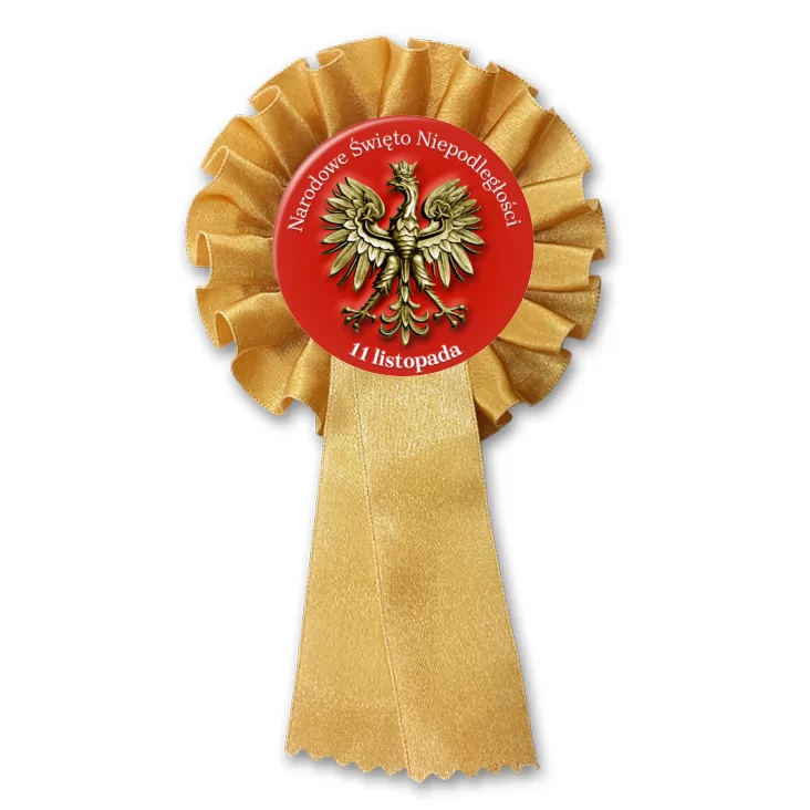 przypinka kotylion Narodowe Święto Niepodległości złoty orzeł na czerwonym polu