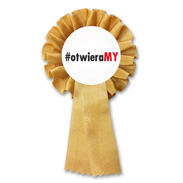 przypinka kotylion Ogólnopolska akcja Polaków #otwieraMY