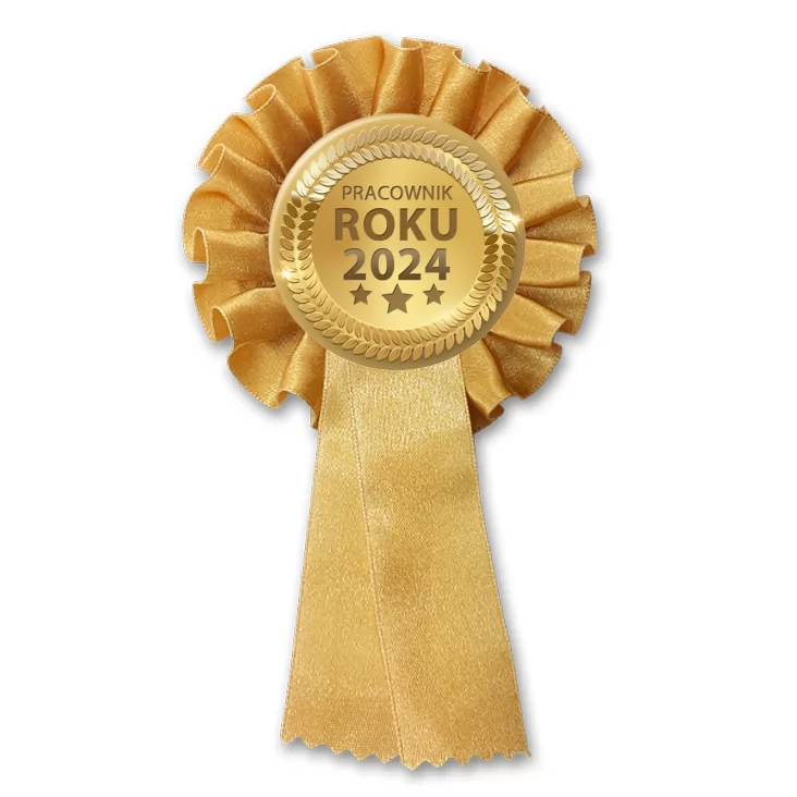 przypinka kotylion Złoty medal pracownik roku