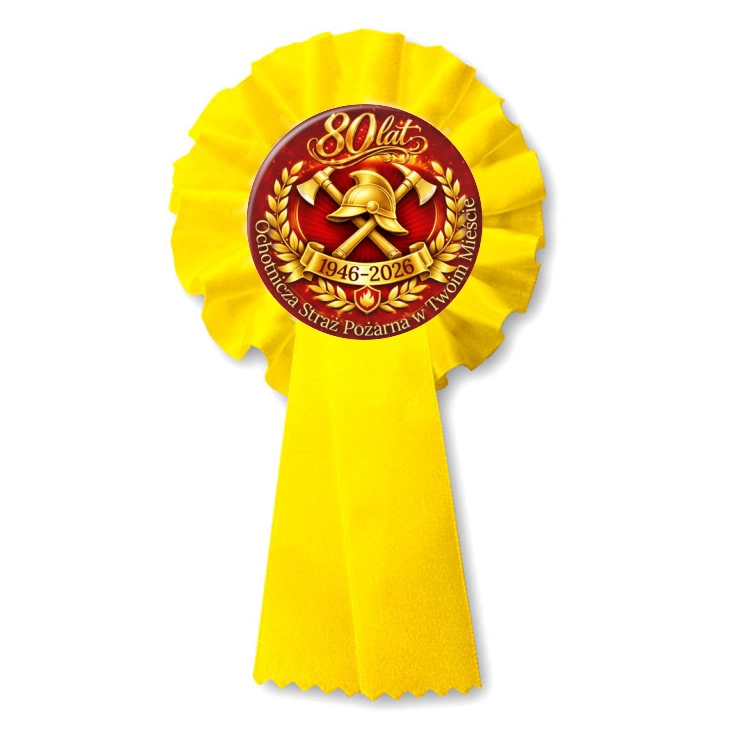przypinka kotylion 80 lat Ochotnicza Straż Pożarna w Twoim Mieście