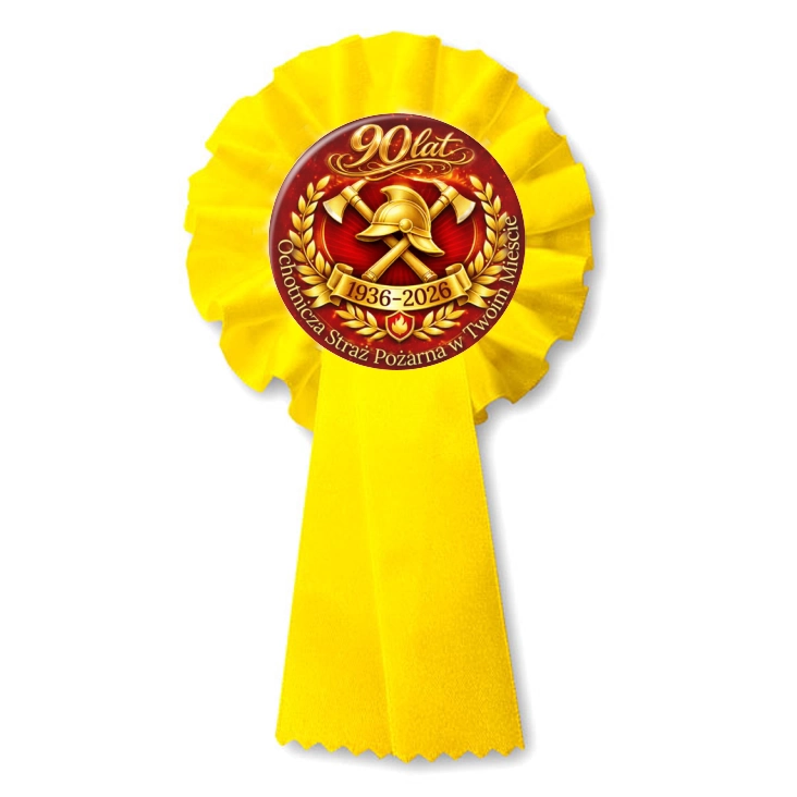 przypinka kotylion 90 lat Ochotnicza Straż Pożarna w Twoim Mieście
