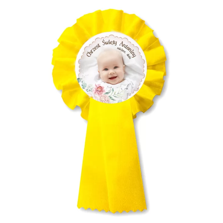 przypinka kotylion Chrzest Święty z datą