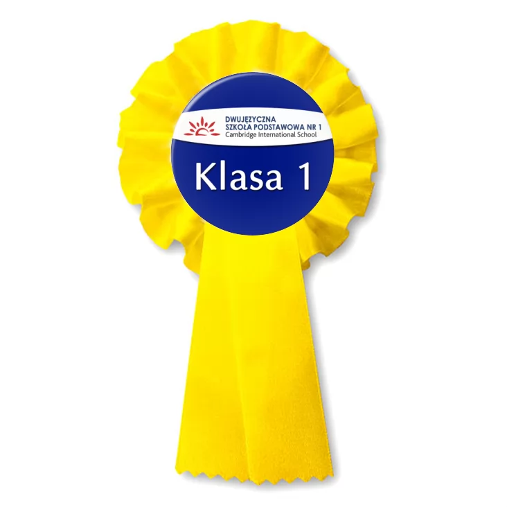 przypinka kotylion Dwujęzyczna Szkoła Ponstawowa nr 1 - klasa 1