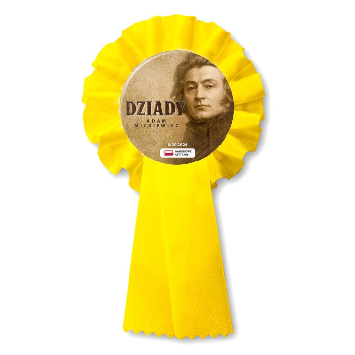 przypinka kotylion Dziady Adam Mickiewicz sepia