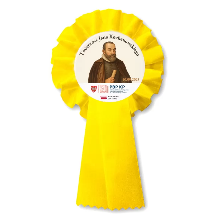 przypinka kotylion Narodowe czytanie Biblioteka Kalisz 2025