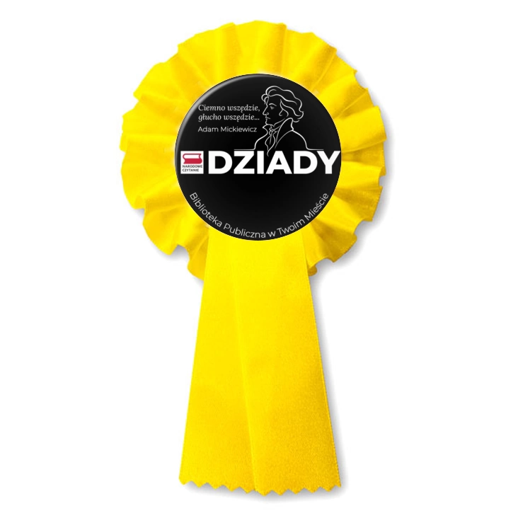 przypinka kotylion Narodowe Czytanie Ciemno wszędzie
