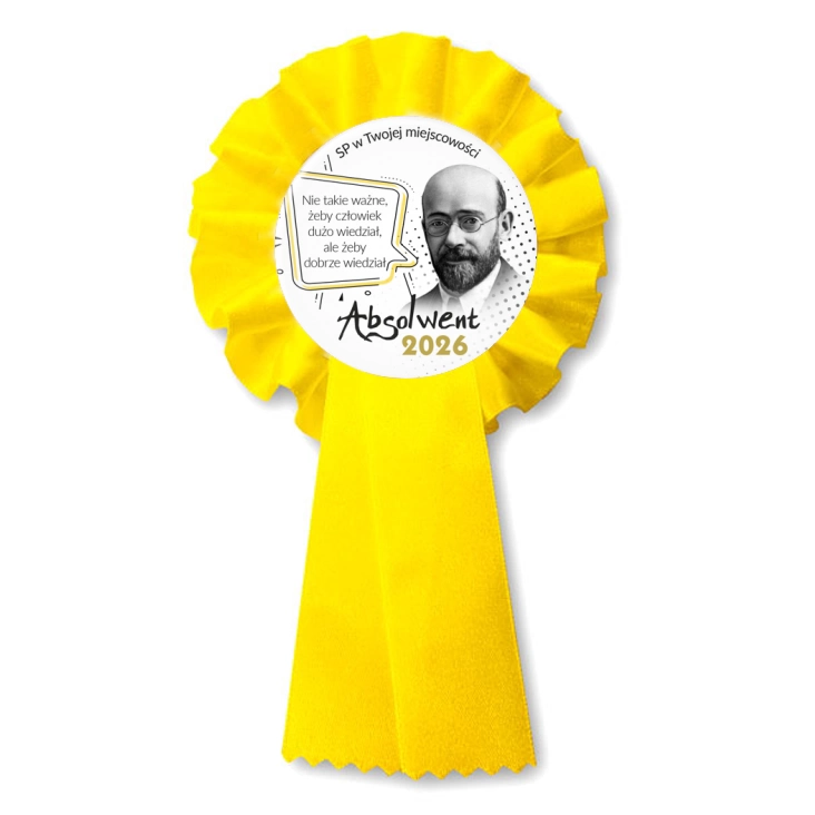 przypinka kotylion Absolwent szkoły im. Janusza Korczaka