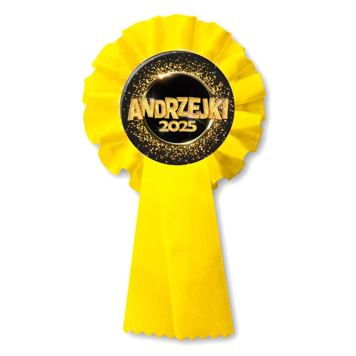 przypinka kotylion Andrzejki złoty napis
