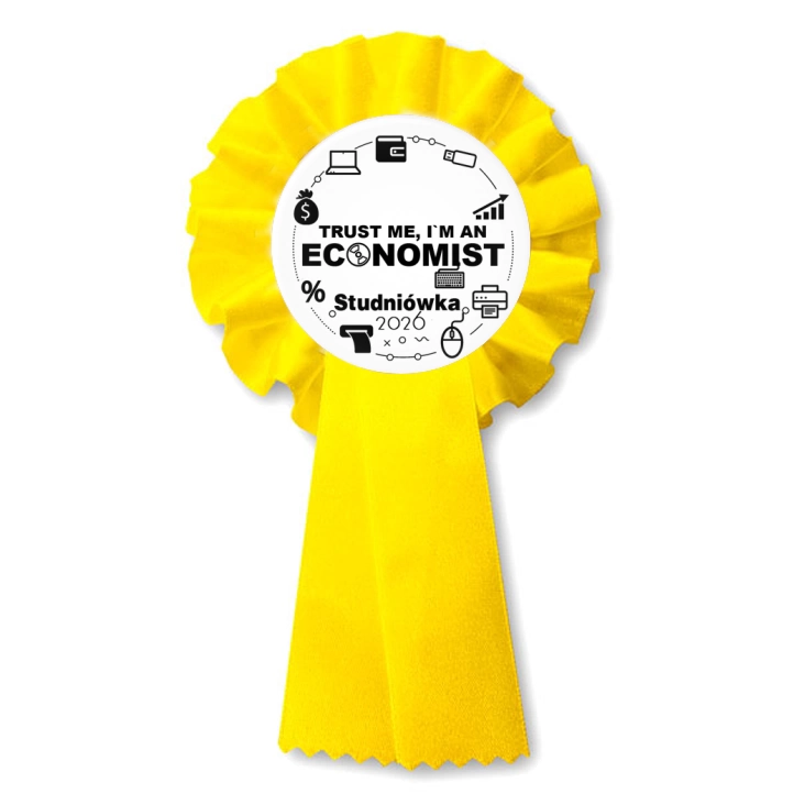 przypinka kotylion Studniówka biała trust me I am Economist