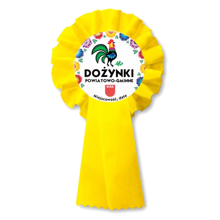 przypinka kotylion Dożynki powiatowo-gminne z kogutem