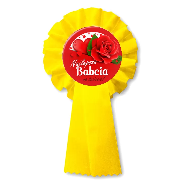przypinka kotylion Dzień Babci - Najlepsza babcia z różami