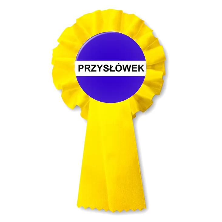 przypinka kotylion Gramatyka przysłówek