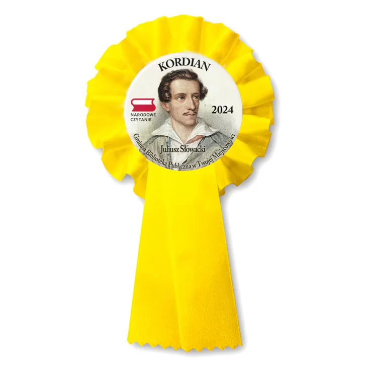 przypinka kotylion Kordian portret Słowackiego