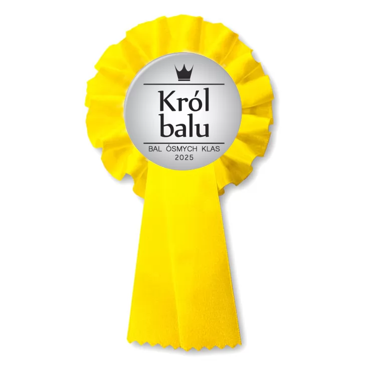 przypinka kotylion Król Balu Ósmych Klas szary