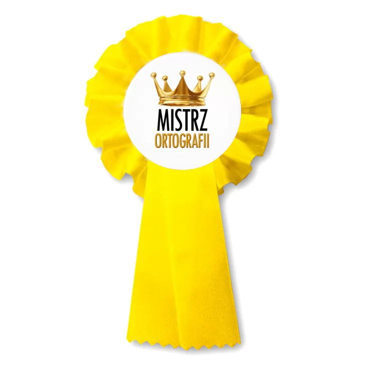 przypinka kotylion Mistrz Ortografii w koronie