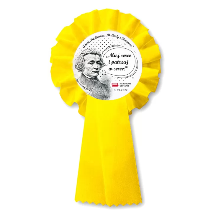 przypinka kotylion Narodowe Czytanie Adam Mickiewicz cytat