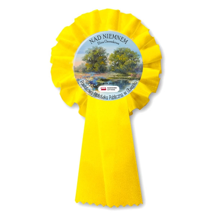 przypinka kotylion Narodowe Czytanie Eliza Orzeszkowa Biblioteka Otwock