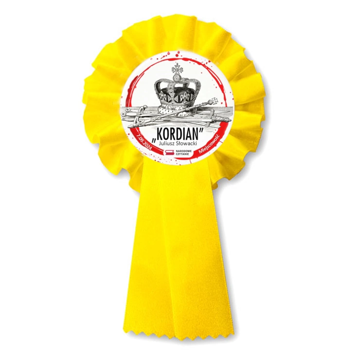 przypinka kotylion Narodowe Czytanie Kordian korona cara