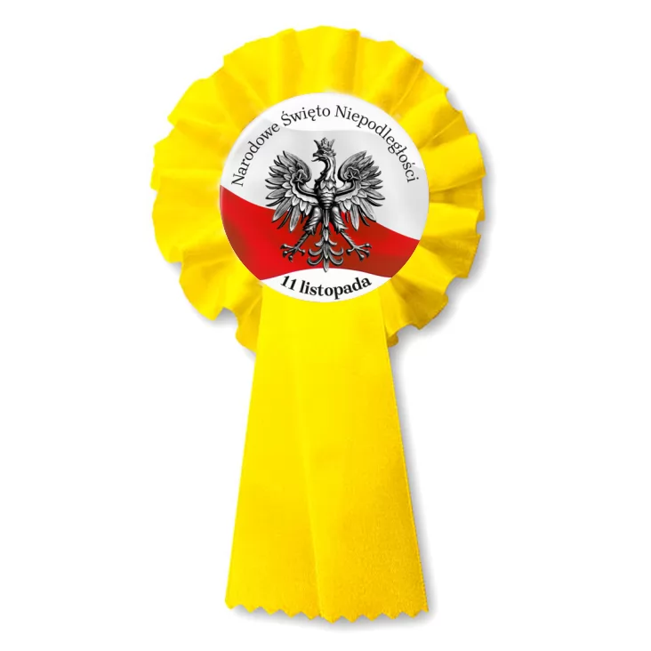 przypinka kotylion Narodowe Święto Niepodległości Orzeł na tle flagi