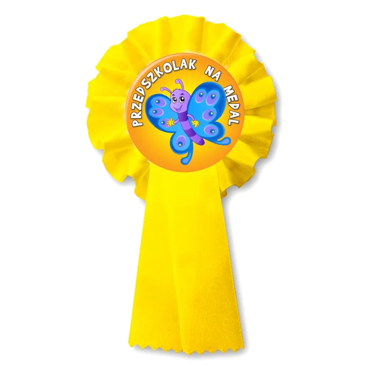 przypinka kotylion Przedszkolak na medal grupa motylki