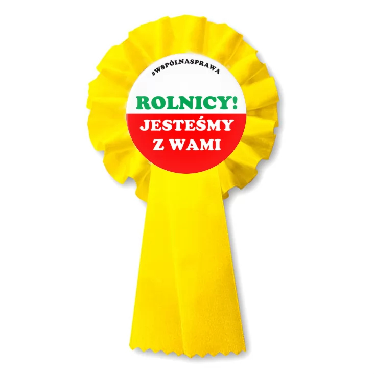 przypinka kotylion Rolnicy jesteśmy z Wami