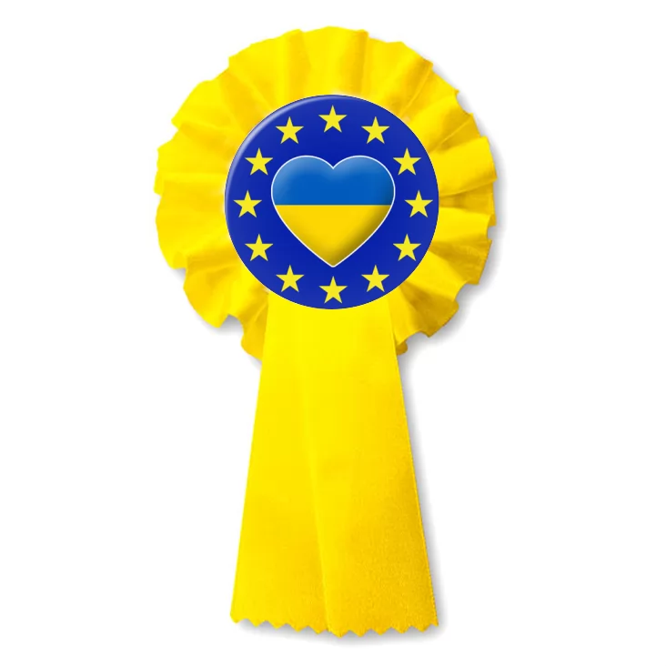 przypinka kotylion Ukraina w gwiazdkach Unii Europejskiej