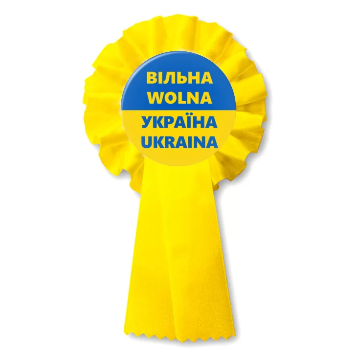 przypinka kotylion Wolna Ukraina dwujęzyczna
