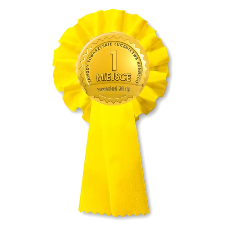 przypinka kotylion Zawody Towarzyskie Łucznictwa Konnego Złoty Medal