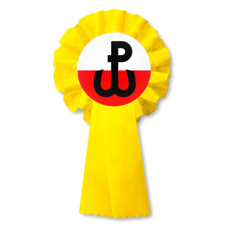przypinka kotylion Znak Polska Walcząca na biało-czerwonym tle