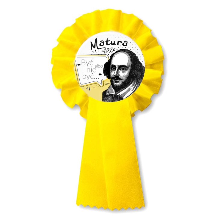 przypinka kotylion Matura z Williamem Shakespearem
